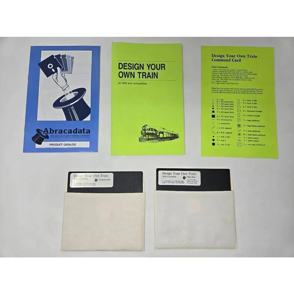DESIGN YOUR OWN TRAIN ABRACADATA IBM PC COMPUTER GAME VINTAGE 1987